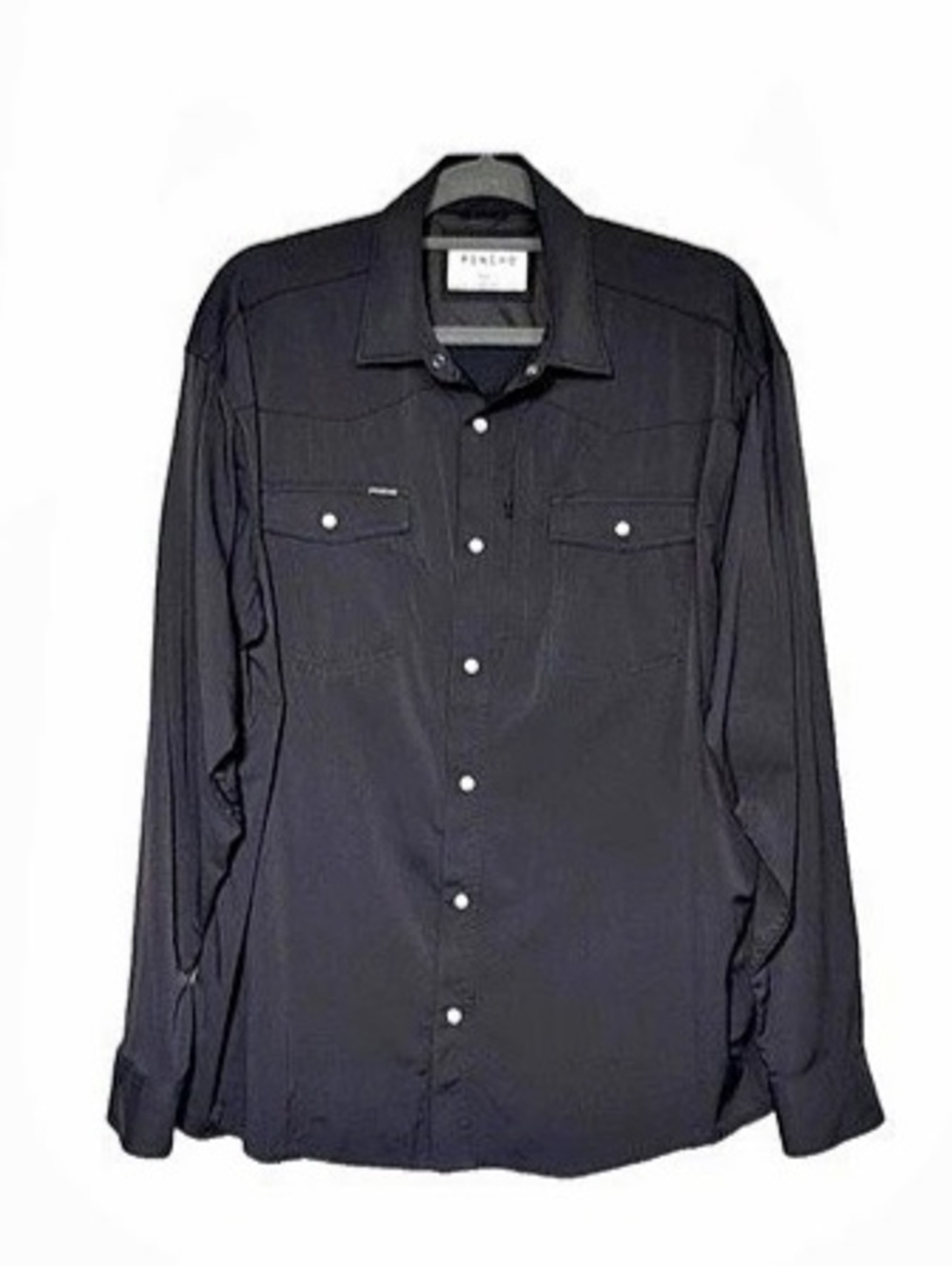 Poncho the Piedras Negras Pearl Snap Button Down Black Shirt Men’s Large Regular